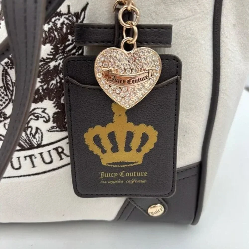 Juicy Couture Classic Scottie Dogs Tote Cream White & Chocolate Brown Bow NWT - Picture 5 of 6